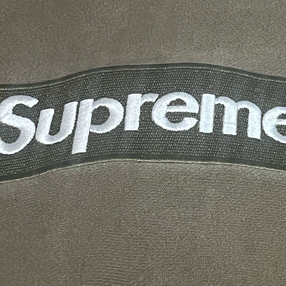 Supreme Hoodie in olive Green and bold logo with White letters